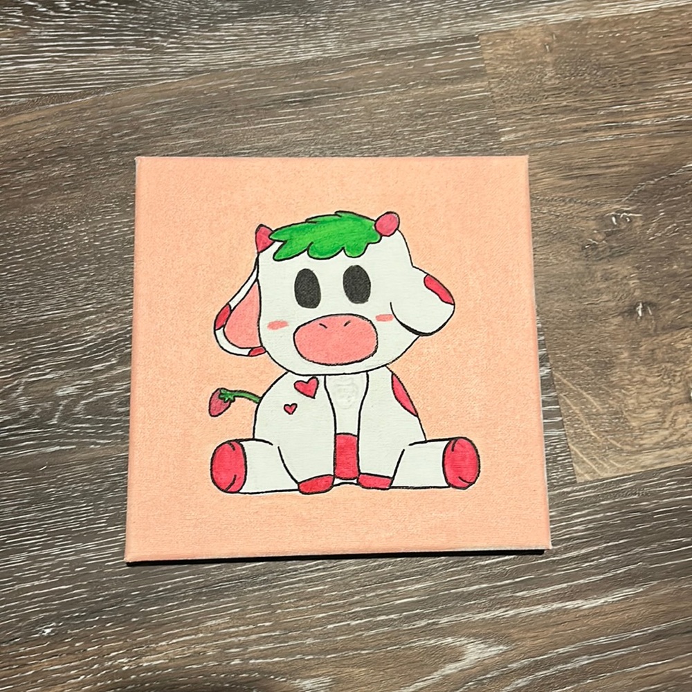Strawberry Cow Painting